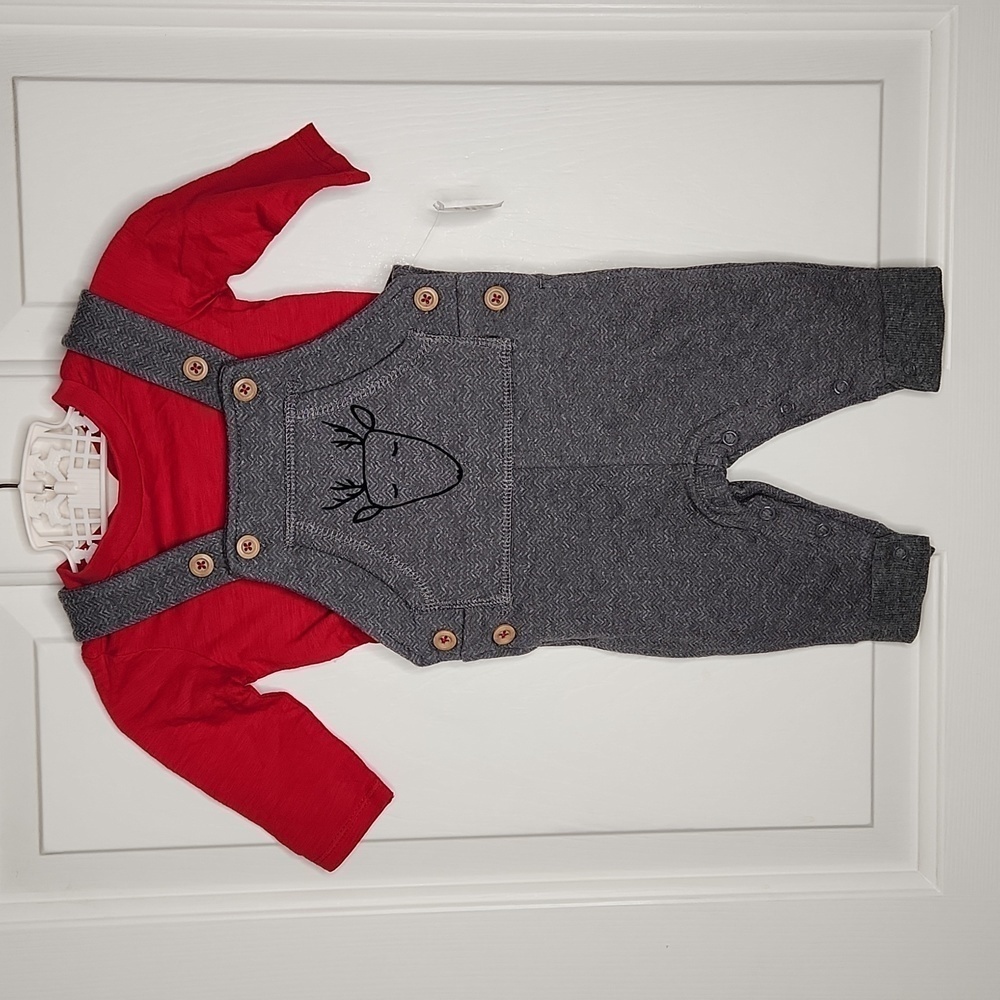 First Impression Gray Deer Overall Set Size 0-3 Months NWT